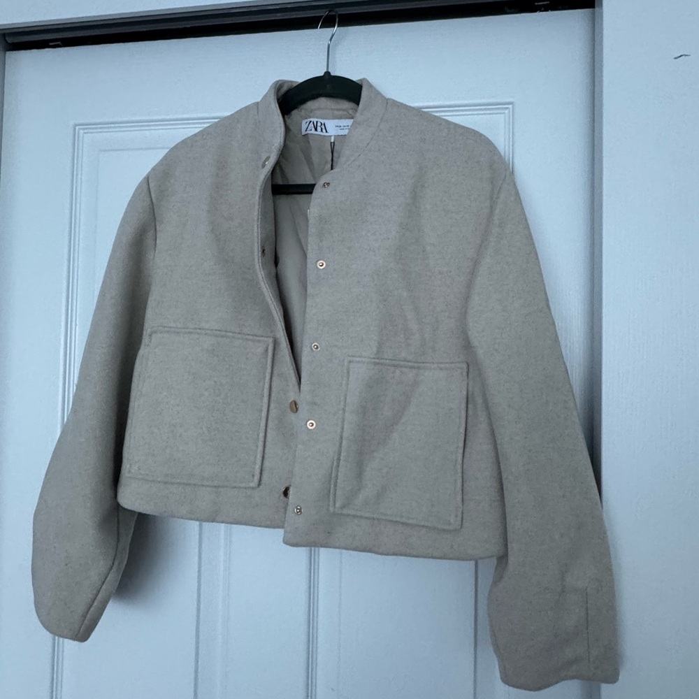 Zara Beige Button-Up Jacket